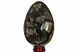 Septarian Dragon Egg Geode - Black Crystals #120878-1